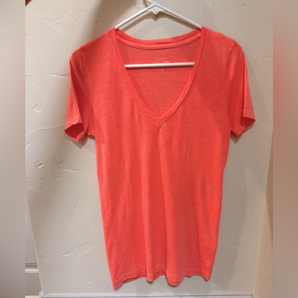 NWOT J. Crew “Vintage” Tee in Fiery Coral/Salmon Color